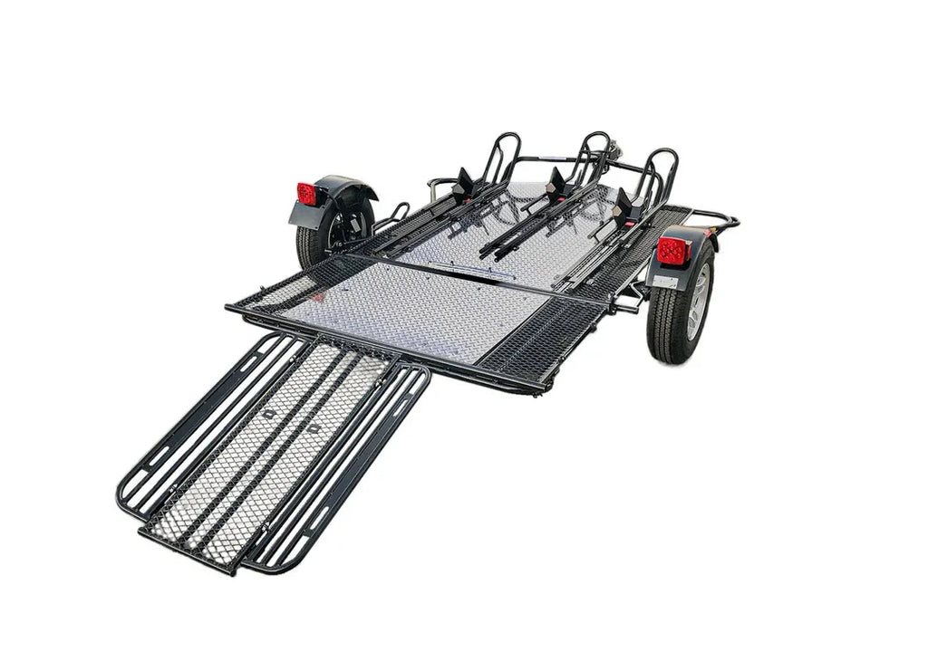 Trinity MT3 3-Rail Stand-Up Folding Motorcycle Trailer – 2000 lb Load Capacity