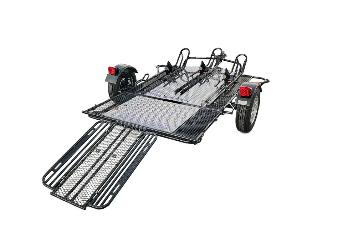 Trinity MT3 3-Rail Stand-Up Folding Motorcycle Trailer – 2000 lb Load Capacity