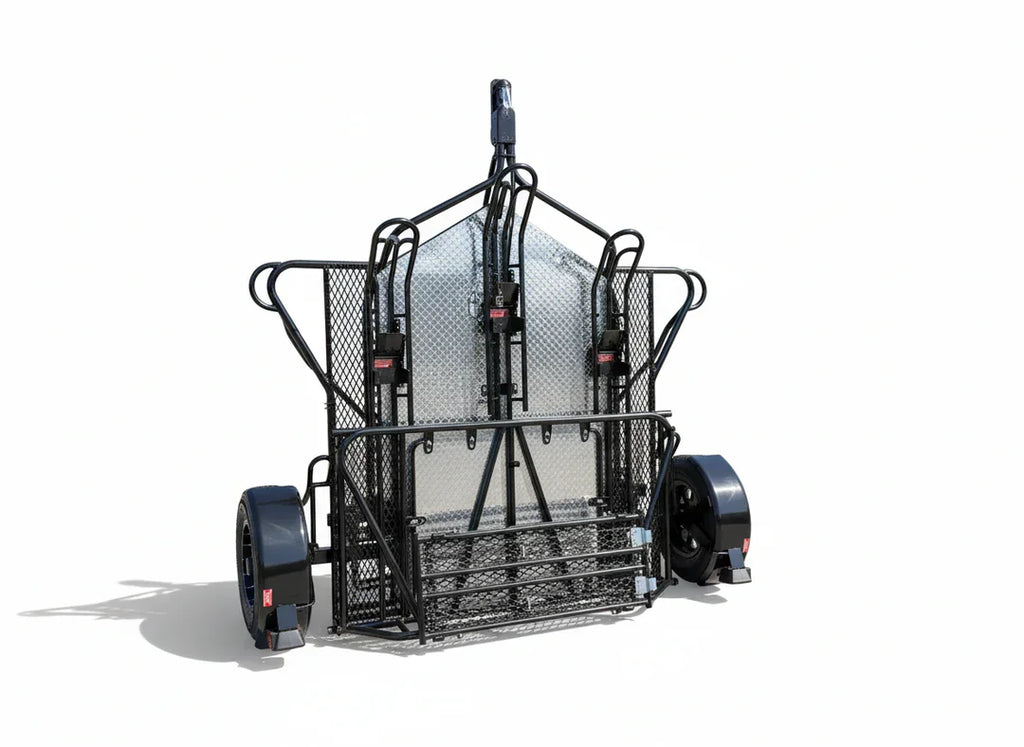 Trinity MT3 3-Rail Stand-Up Folding Motorcycle Trailer – 2000 lb Load Capacity