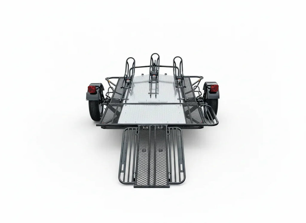 Trinity MT3 3-Rail Stand-Up Folding Motorcycle Trailer – 2000 lb Load Capacity
