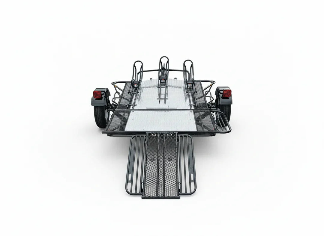 Trinity MT3 3-Rail Stand-Up Folding Motorcycle Trailer – 2000 lb Load Capacity