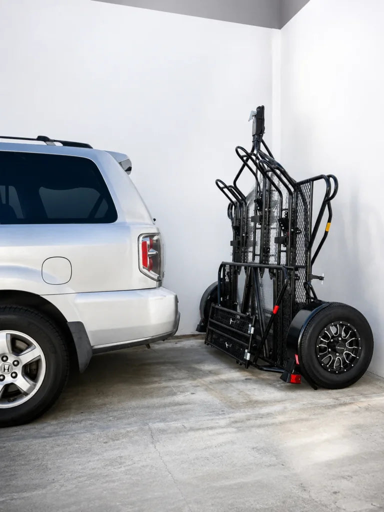 Trinity MT3 3-Rail Stand-Up Folding Motorcycle Trailer – 2000 lb Load Capacity